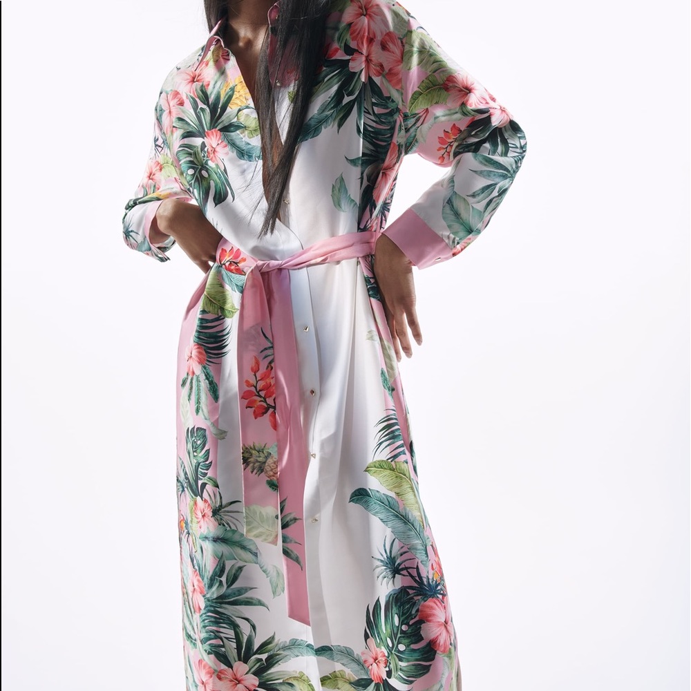 NWT Zara Floral Printed Shirt Dress Sz S 🌸🌸